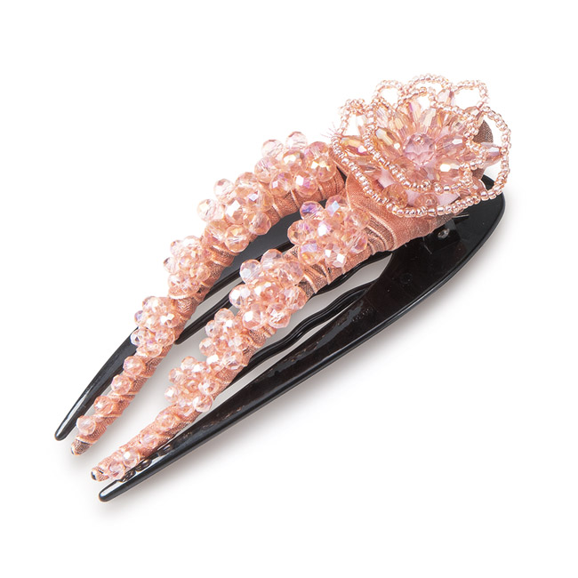 ビーズフラワー つばめヘアクリップ (B)ピンク